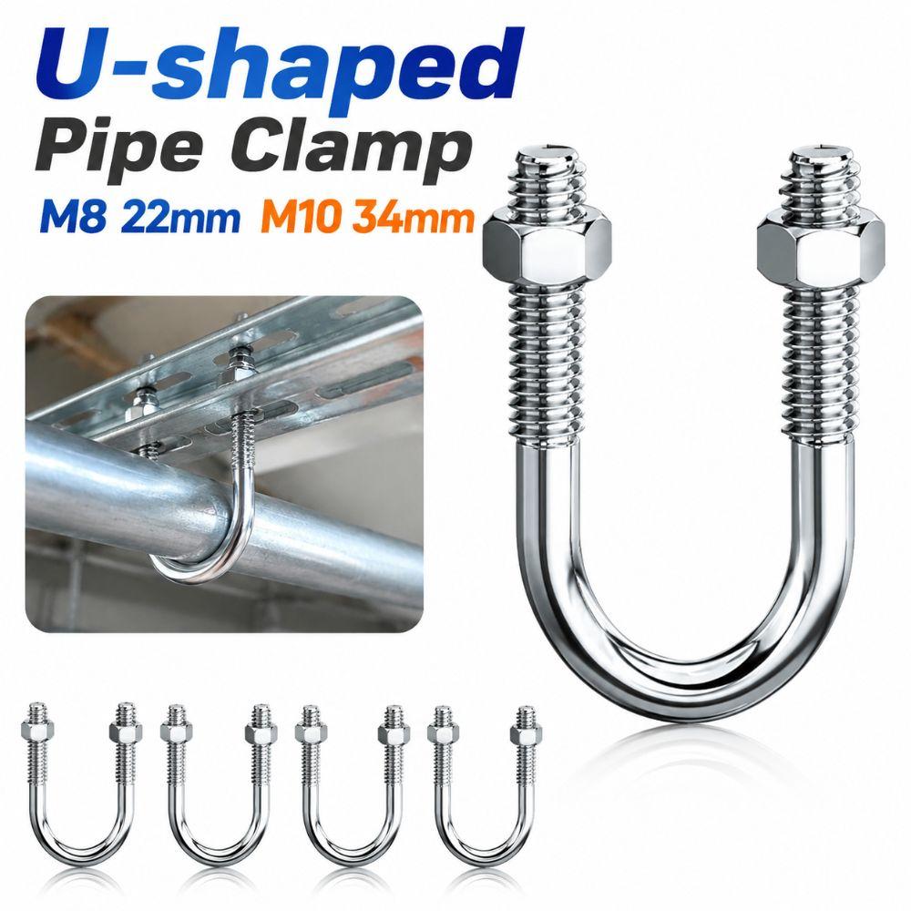 Multifunctional U-shaped Pipe Clamp with Screw Nut Fixed Clamp  Pipes, Building Fasteners