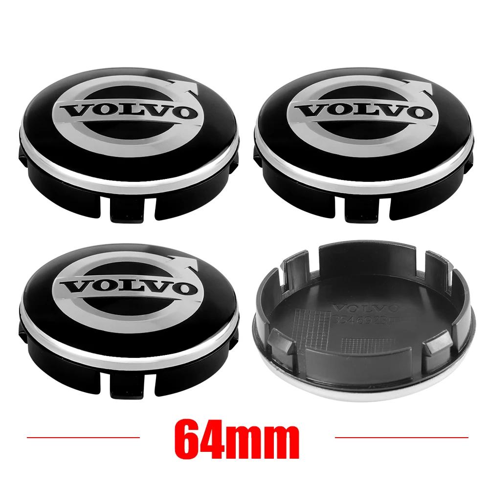 4Pcs 64mm Car Wheel Center Cap Rim Cover Accessories For For Volvo Rdesign AWD C30 C70 S40 S60 S70 S80 S90 V40 V50 V60 V70 XC40