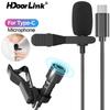 HdoorLink Mini USB Type C Audio Microphone Lapel Lavalier Mic Portable External Buttonhole Microphones for Iphone Laptop