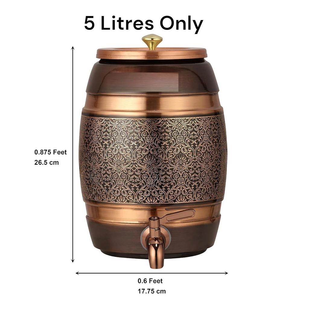 Pure Copper Dispenser 5 Litres Antique Itching Barrel