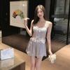 French Sexy Pure Desire Wind Suspender Shorts Pajamas with Chest Pads Women's Spring and Summer Ice Silk Cool Loungewear