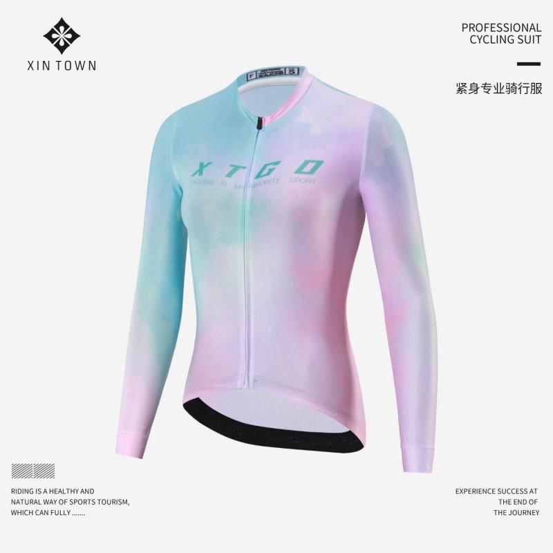Womens Cycling Jersey Long Sleeve Quick-Dry Breathable Bike Top Road