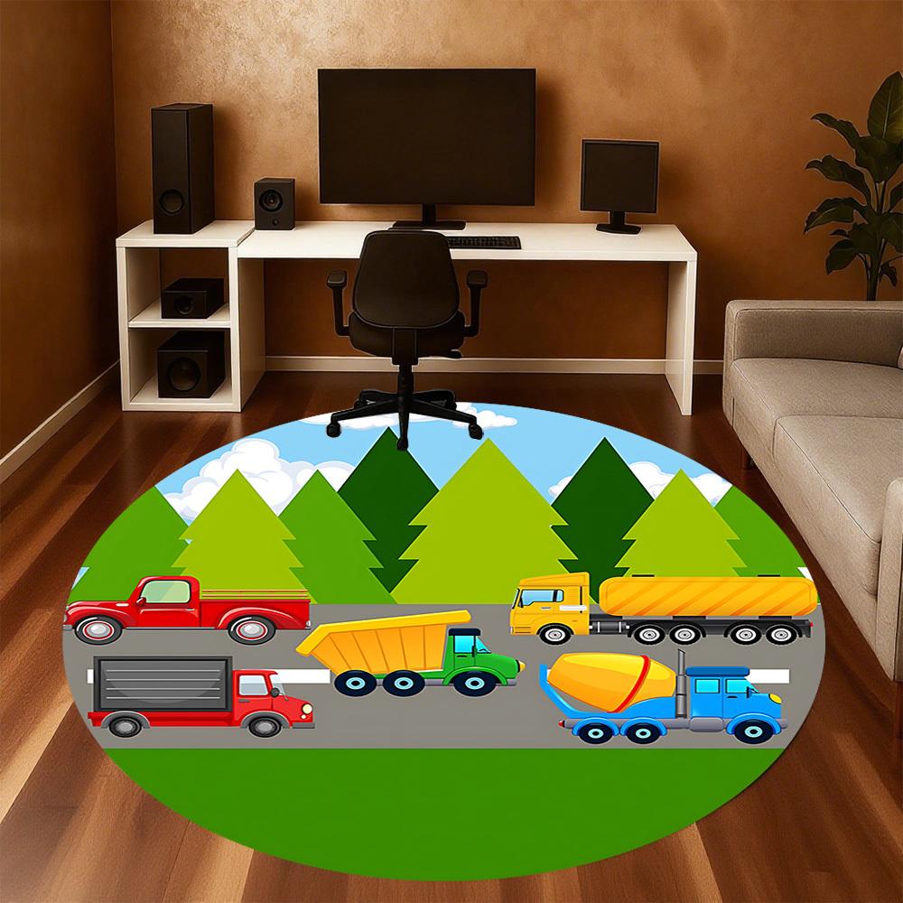 1pc truck forest Round Chair mat Area Rug - Non-Slip, Floor Mat for Office, Bedroom, and Indoor Decor c1125247