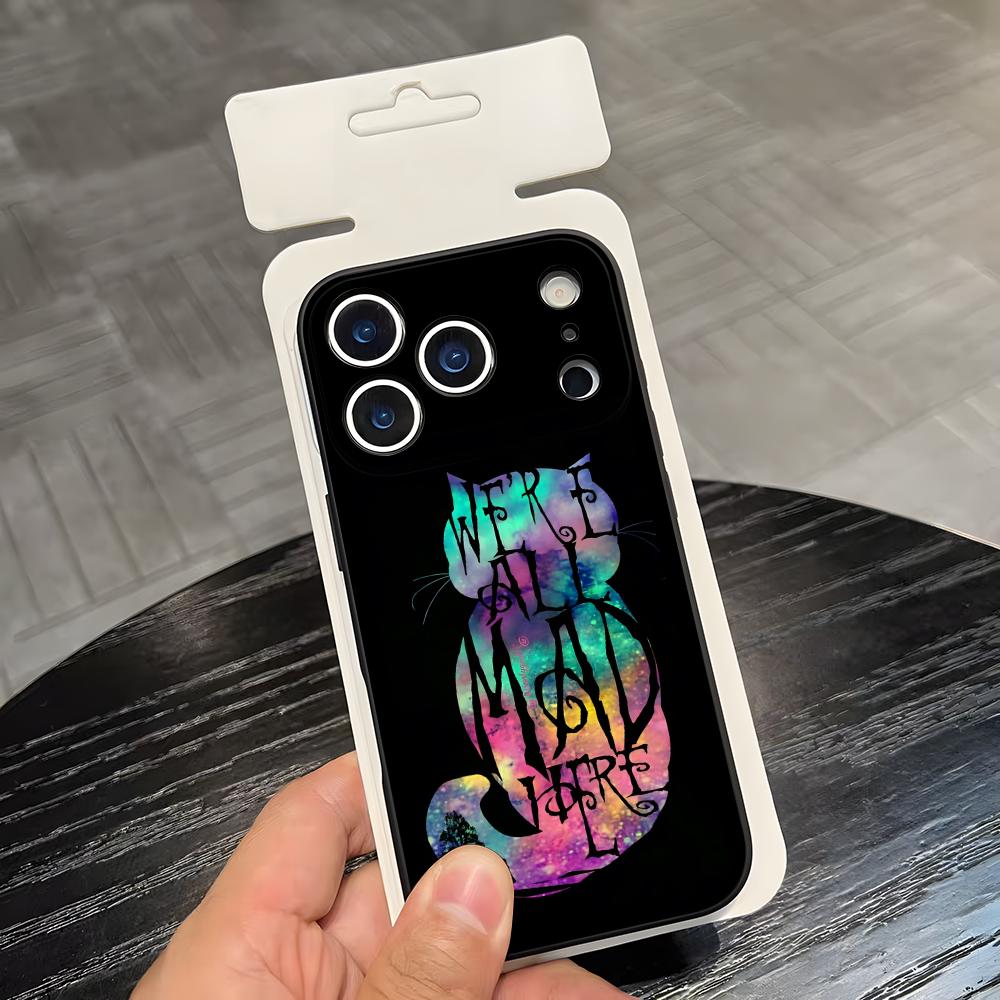 C-Кот Чешир Крутой Чехол Для Телефона Для IPhone 17 Air 16 E Pro Max 15 14 13 Mini 12 Pro 11 Max Plus Черный Мягкий Корпус
