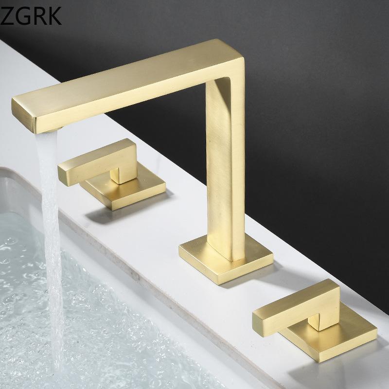 Смеситель для раковины с тремя отверстиями, латунный, серый, для ванной, для холодной и горячей воды, черный, смеситель для ванны, 3 предмета, torneiras de cozinha