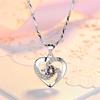 Fashion Love Necklace Zircon Heart Crystal Pendant Necklace for Women Wedding Engagement Jewelry Banquet Anniversary Gift