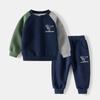 Boys' Suit Spring and Autumn Children's Dinosaur Print Contrast Color Long-sleeved Suit  Baby Fashion Sports 2-piece Suit