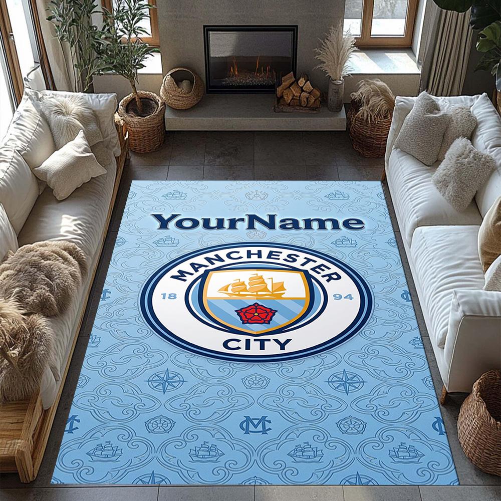 Manchester City Personalized Name Carpet Suitable for Balcony Game Room Outdoor Kitchen Antislip Carpet Decorate Offices