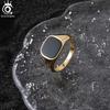 ORSA JEWELS Классические простые мужские кольца из стерлингового серебра 925 пробы, 18K золотое покрытие, минималистичные турецкие кольца с черным агатом, ювелирные изделия NMR01