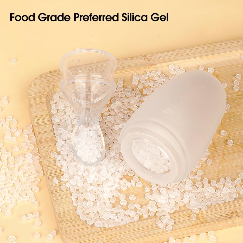 100ml Liquid Silicone Baby Feeder Rice Paste Fruit Puree Toddler Squeeze Feeding Bottle with Dispensing Spoon