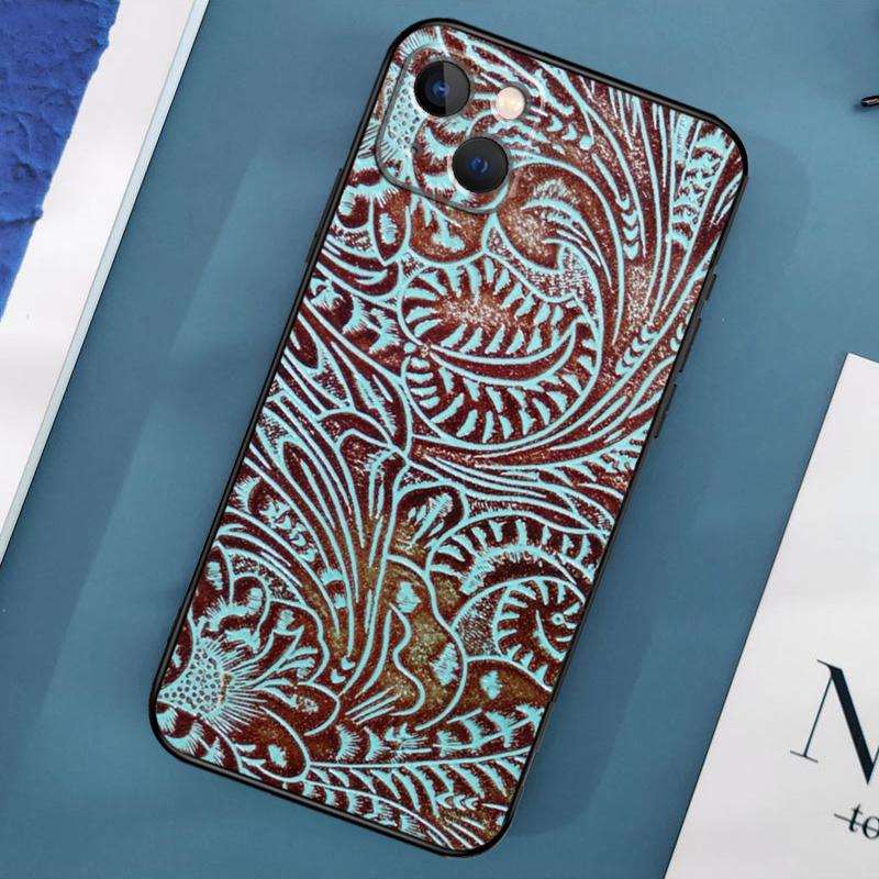 Коричневый кожаный чехол с тисненым узором для iPhone 15 11 12 13 14 Pro Max 12 13 Mini X XS Max XR 7 8 Plus SE 2020 Cover Coque
