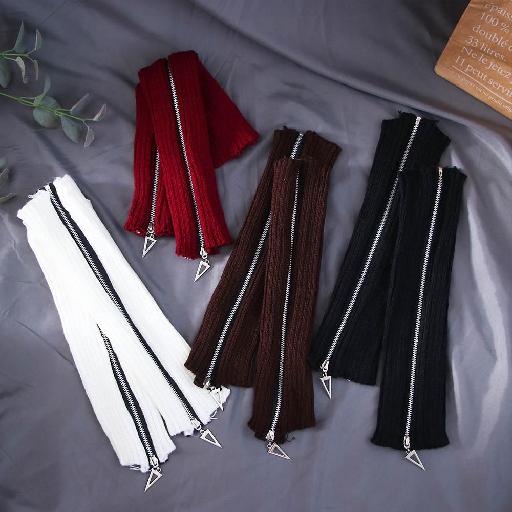 Personality Solid Color Zipper Foot Sock Korean Style Hosiery Baggy Knee Sleeve Women Leg Warmers