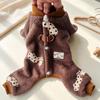 Back Open Plush One-Piece Dog Cat Romper Winter Warm Pet Clothes Four-Legged Jumpsuit Easy On-Off Kitten Puppy