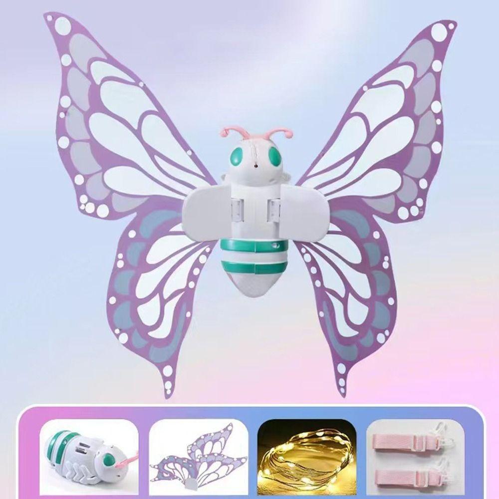 Luminous Glowing Light Up Fairy Wings with LED Lights Adjustable Straps Moving Angel Wings Princess Dress Up Toys Kids Gift