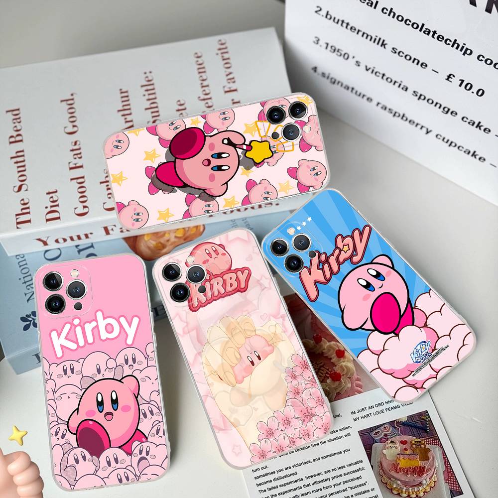 Милый чехол для телефона K-Kirbys для iPhone 17 16 15 14 13 11 12 Pro Max 16 Plus Прозрачный