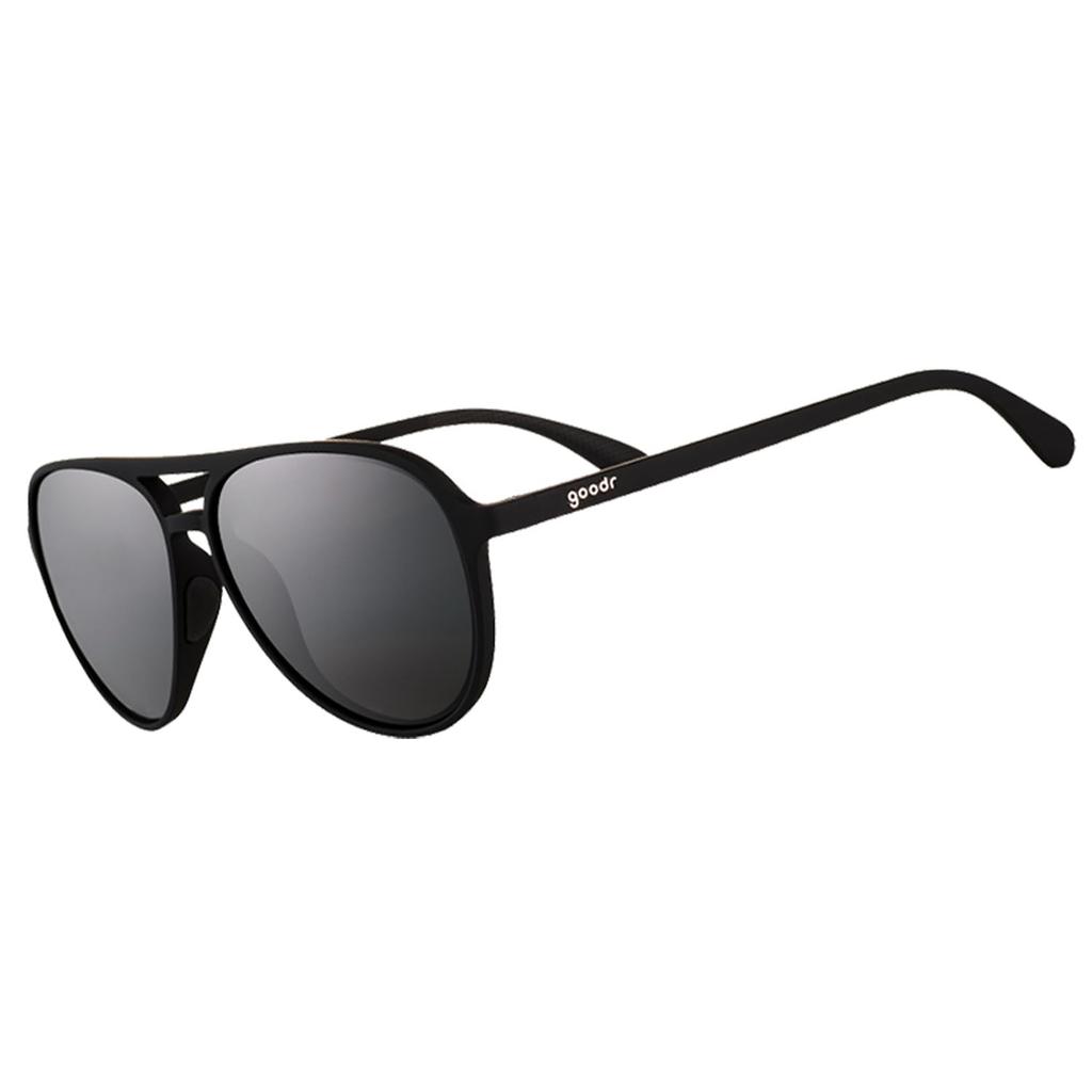 Goodr Blackout Polarized Aviator Sunglasses for Men Black Solid Black UV400 No M Operation & Women, Frame, Non-Reflective Lenses, Protection,