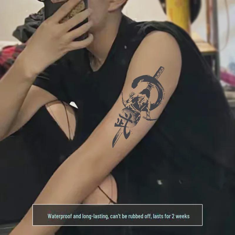 Неотражающие наклейки-татуировки воина — водостойкие, долговечные, на основе травяного сока для ног, рук, груди — несмываемые, дизайн унисекс