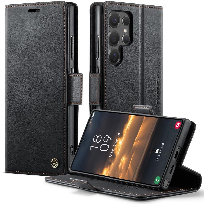 Магнитный чехол-книжка из кожи для Samsung Galaxy S26 Plus S25 Edge S24 FE S23 S22 S21 S20 Note 20 Ultra 5G с отделениями для карт