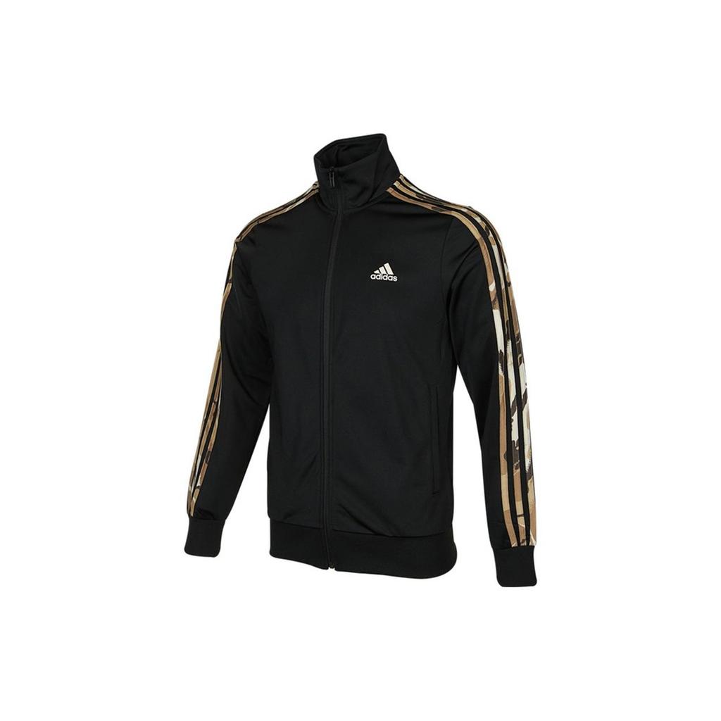 adidas Мужская трикотажная куртка с 3 полосками Черный камуфляж H48437