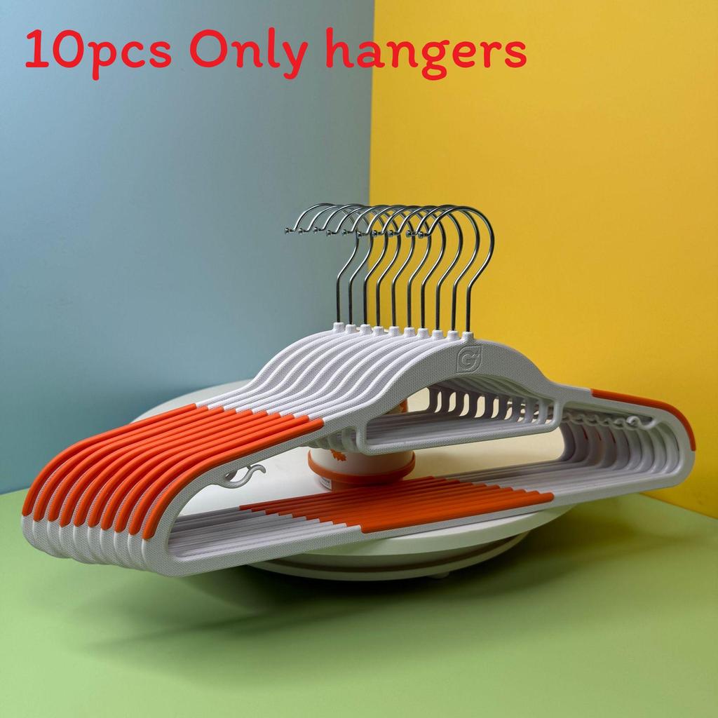 Big White Nonslip Plastic Hanger For Clothes And Pants Storage With Flexible Rotation