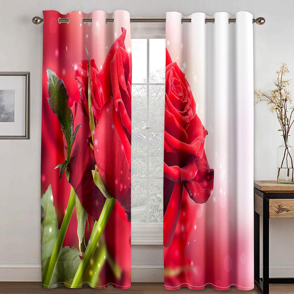 Современные шторы с цветочным узором для мальчиков, 3D-принт, занавески на окна ко Дню матери, спальня, гостиная, люверсы, верхний крючок