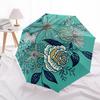 1 шт. Цветочная иллюстрация с бирюзовым фоном Зонт с пластиковой ручкой, Подходит для всех сезонов Umbrellaptys26088