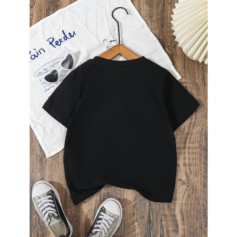 European sizes Girls' Outdoor T-Shirts Features a Casual And Stylish Cartoon Design with a Cute Birthday Theme Print