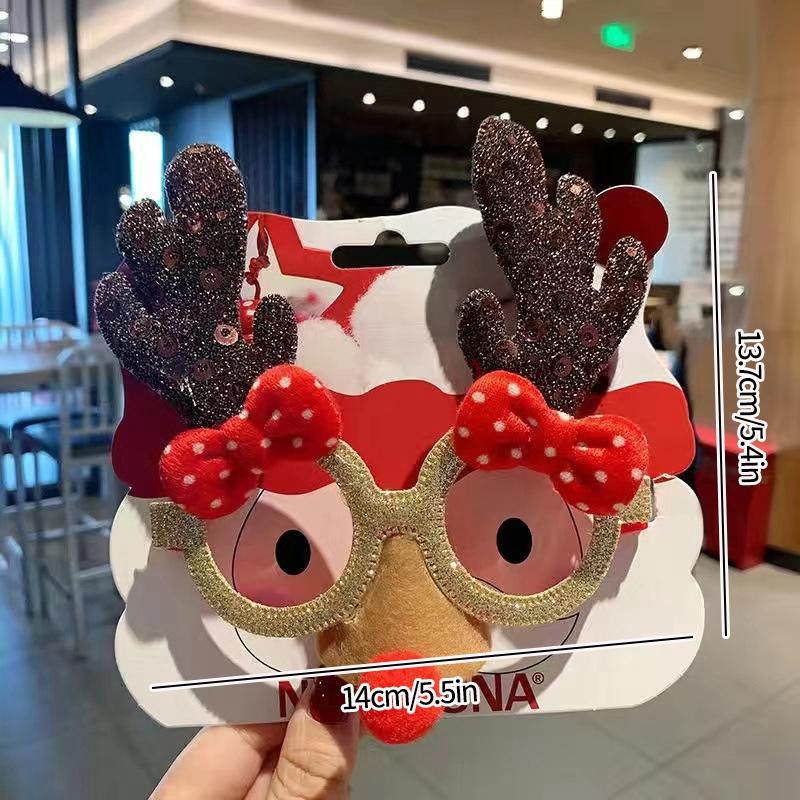 Christmas Glasses Decorative Glasses with Sticker Christmas Decoration Gift for Girls Women Xmax Party Costume Accessory Navidad