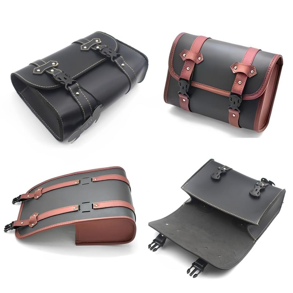 MIMIA Motorcycle Bag, Saddle Bag, Touring Bag, Tool Bag, Wallet, Small Item Pouch, Waterproof (Brown Set of 2)