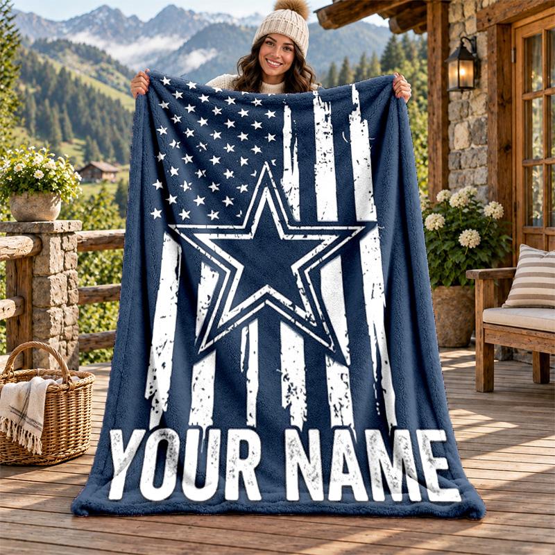 Фланелевое одеяло Dallas Cowboys с индивидуальным именем, персонализированное, мягкое, теплое, плюшевое покрывало, индивидуальный подарок для семьи и друзей