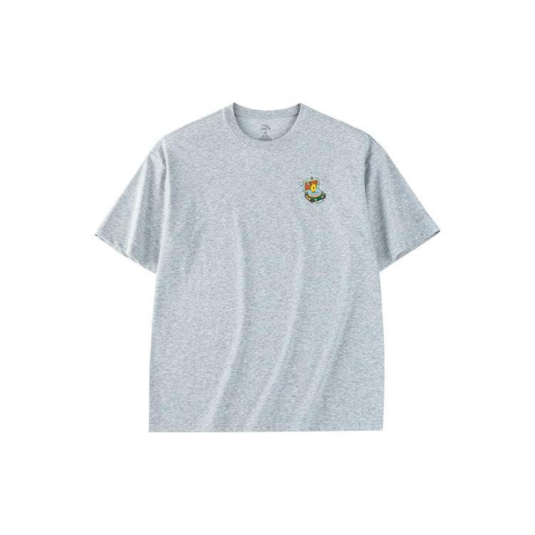 ANTA T Shirts Unisex Gray Crew Neck Moderate Straight Fit 972328108-2