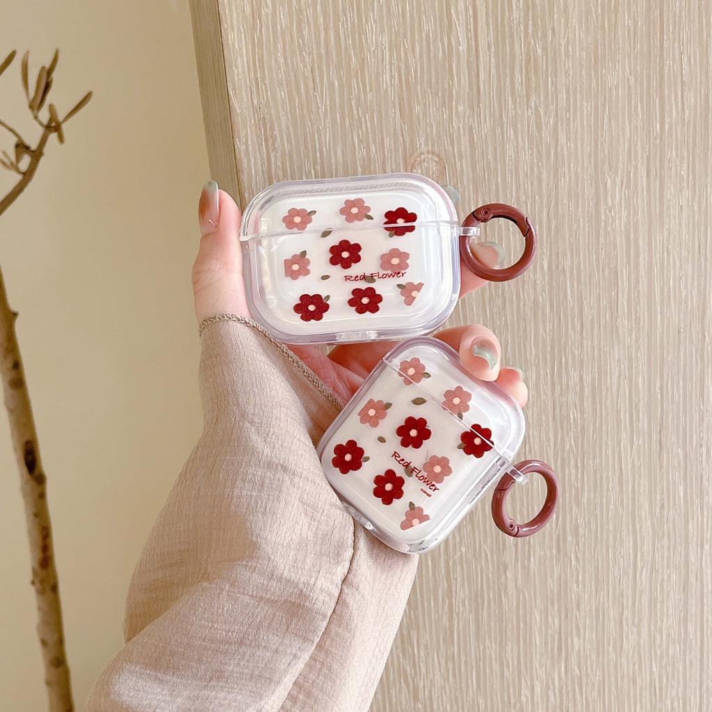Ins красный цветок мультфильм противоударный чехол для наушников для Apple Air Pod 1 2 Pro 3 2nd беспроводная Bluetooth-гарнитура зарядное устройство милый