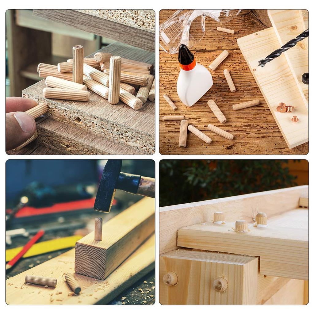 100/50 шт. Деревянные штифты для ящиков шкафа, круглые рифленые деревянные штифты для поделок, набор стержней для мебели, деревянные штифты для поделок