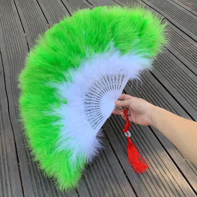 Складной веер с перьями Лолиты, японская милая фея, темно-готический придворный танец, ручной веер, художественный ремесленный подарок, украшение для свадебной вечеринки