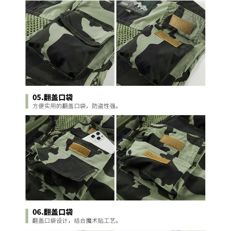 Весенне-осенний новый камуфляжный быстросохнущий жилет с несколькими сумками для мужчин, сетчатый жилет для отдыха на открытом воздухе