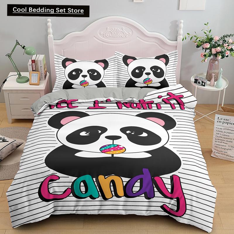 Комплект постельного белья с рисунком панды в 3D, милые напечатанные животные, пододеяльники, комплекты односпальных постельного белья размера «queen-size», одежда для взрослых и детей, подарки