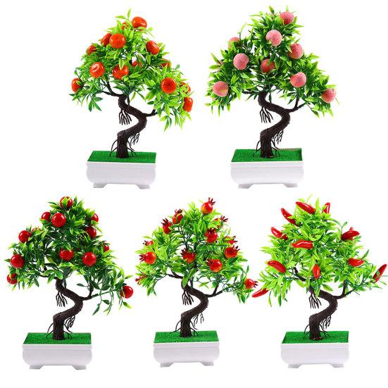 1Pc Artificial Flower Fruit Tree Miniascape Restaurant Home Table Bonsai Decor