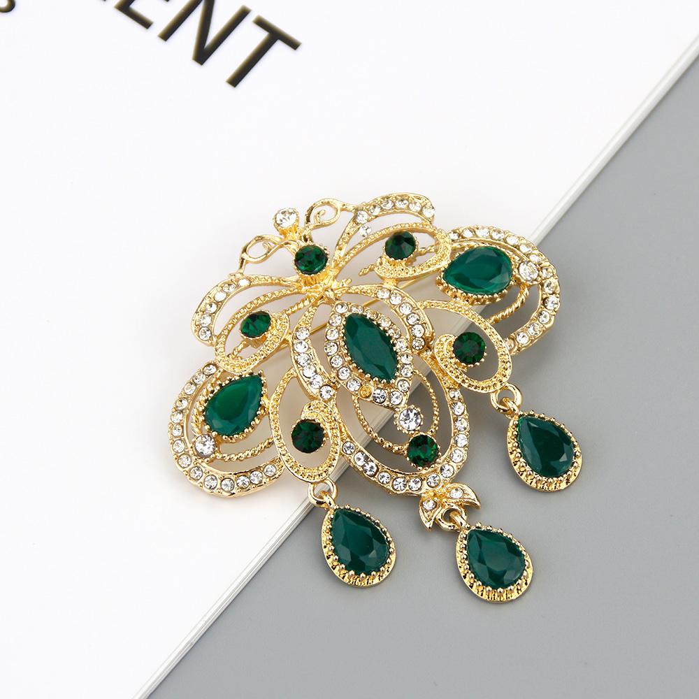 Crystal Brooches for Women Gold Color Caftan Pins