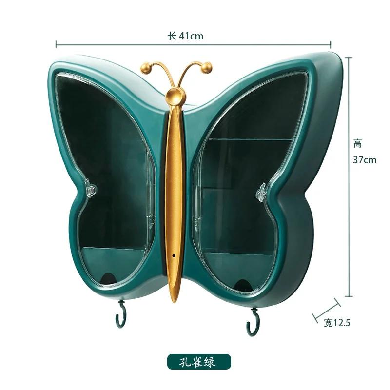 Креативная коробка для хранения косметики, настенная, со свободной перфорацией, пыленепроницаемая, настенная полка для ванной комнаты