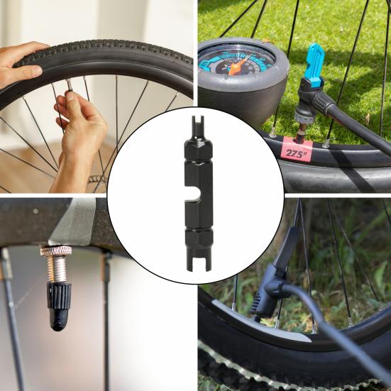 Bicycle Valve Core Remover Tool Aluminum Alloy Bike Valve Core Tightening Wrench for Presta for Schrader Valve Stem Core Remover Repair Tool