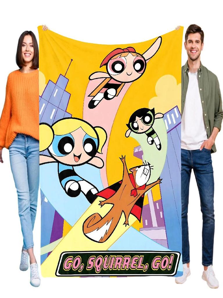 Powerpuff Girls Throw Blanket Sofa Blanket for Halloween Summer Comforter Bedspread Anime Home Decoration