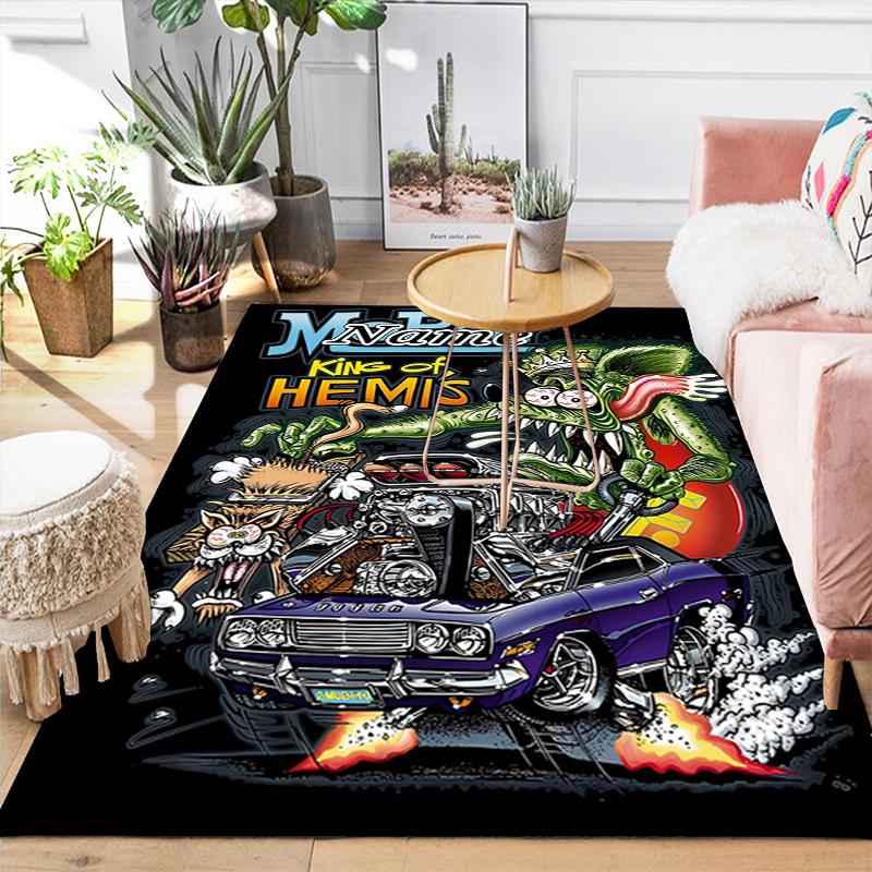Custom 1Pc Rat Fink Muscle Car Rug Office Carpet Indoor Outdoor Entrance Doormat Nonslip Soft And Comfortable Living Room D2915235