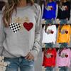 Valentine's Day Love Printed Hoodless Crew Neck Sweatshirt Women's Sweatershirt Loosen Blouse Tops Plus Size