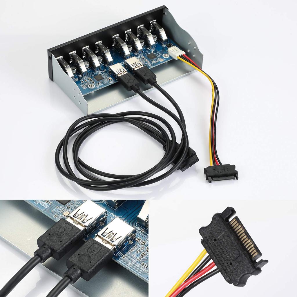 MZHOU Передняя панель USB-хаб 8 19-контактный на 8 портов USB-хаб для Поддержка USB-флеш-передачи Скорость до Подходит для переднего отсека компьютерного корпуса 3.0 Порты, 3.0 ПК, Накопитель,