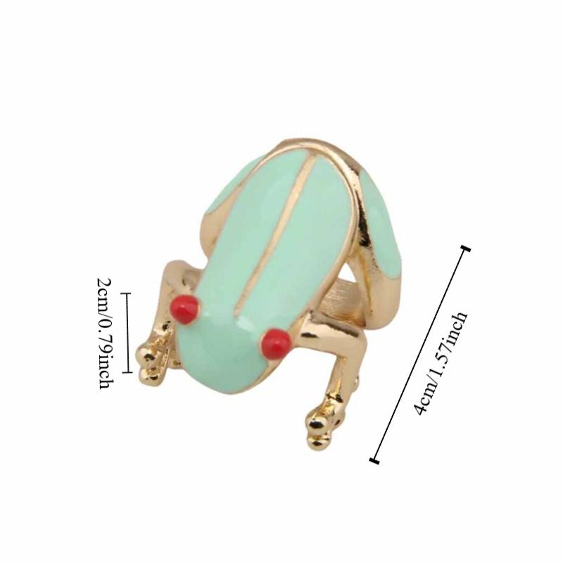 Korean Style Frog Drip Oil Ring Geometric Enamel Ring Creative Painting Ring Gift