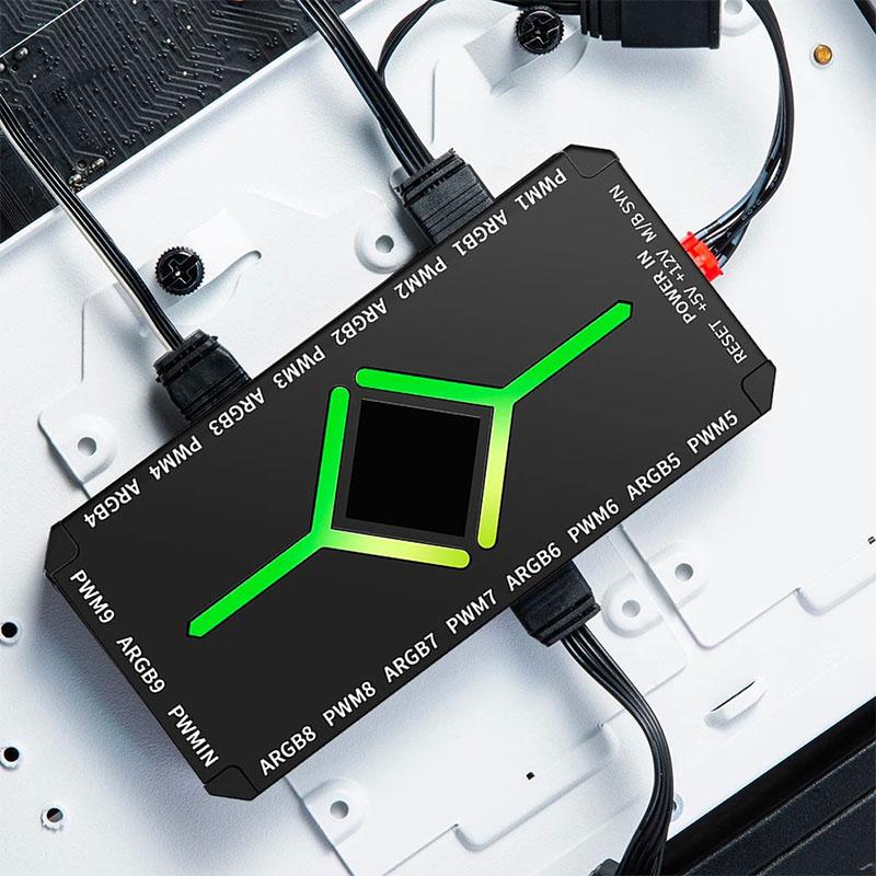 1 К 9 3 в 1 5V 3-контактный ARGB контроллер Хаб для вентиляторов охлаждения PWM Хаб для вентиляторов PWM ARGB Хаб для 5V адресуемых ARGB вентиляторов для компьютерного корпуса ПК