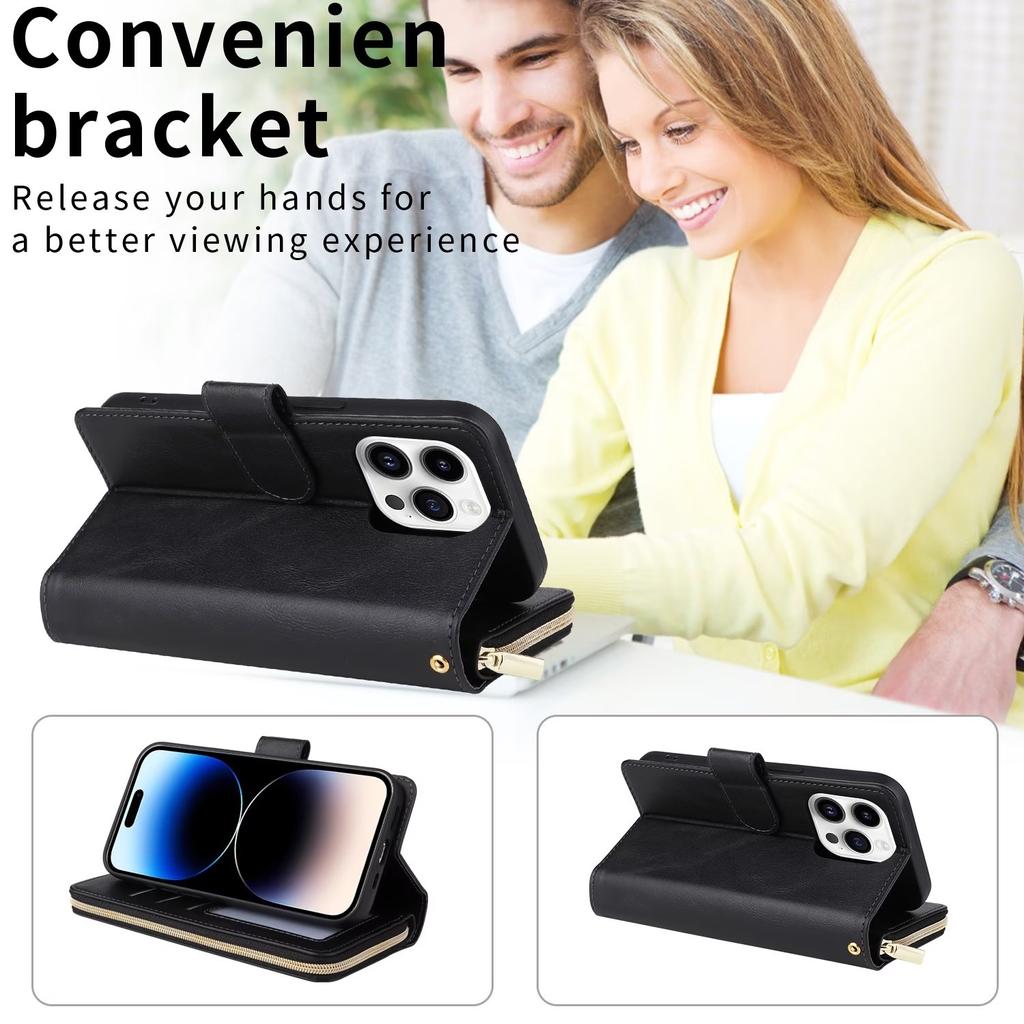 Ультратонкий двухслойный чехол-кошелек с отделениями для карт для iPhone 15 14 13 12 11 XR Samsung S24 S23 S22 S21 A13 A14 A15 A35 A55 A54 Redmi кожаный откидной чехол