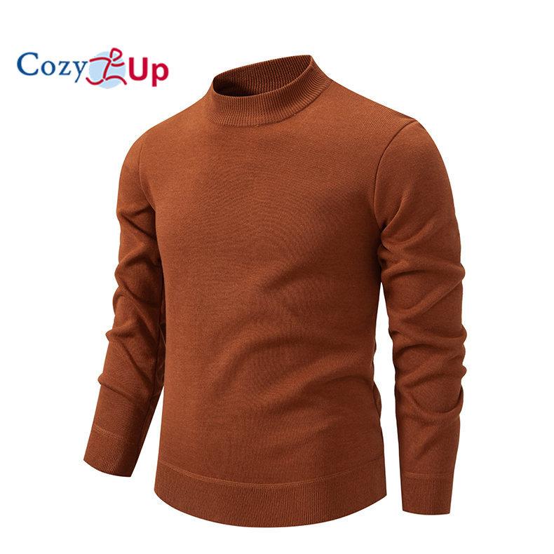 Cozy Up Men's Round Neck Solid Color Knitted Sweater Autumn and Winter Thick Base Warm Outer Wear Sweater