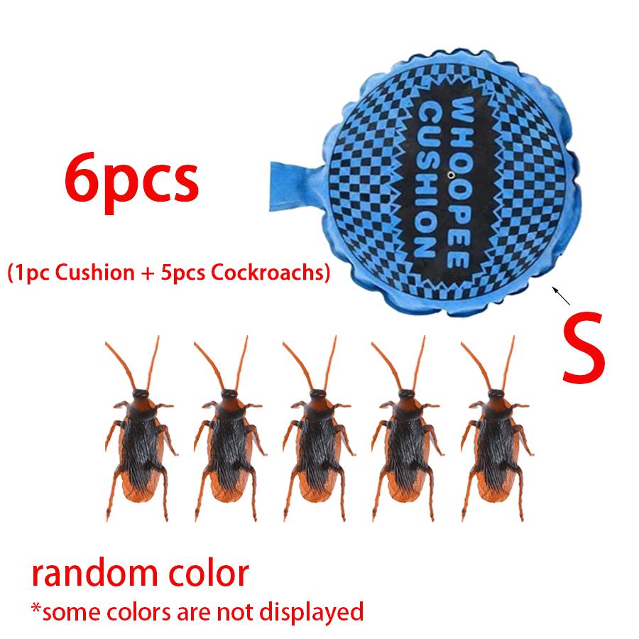 6pcs Trickery Fart Cushion & Simulated Cockroach Kit Prank Game Props Atmosphere Creating Tool for Party Birthday Festival XJM