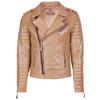 Men Motorcycle Leather Jacket Genuine Camel Beige Lambskin Café Racer Biker Outerwear